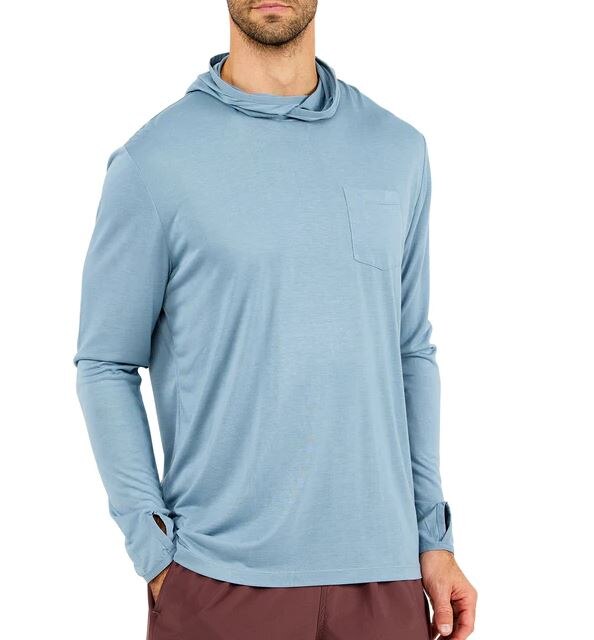 Free Fly Apparel Bamboo Lightweight Hoody Men's in Blue Fog